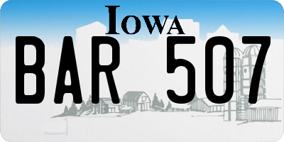 IA license plate BAR507