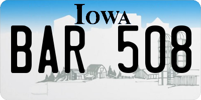 IA license plate BAR508