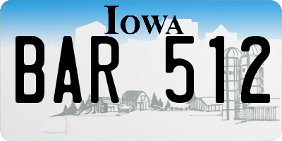 IA license plate BAR512