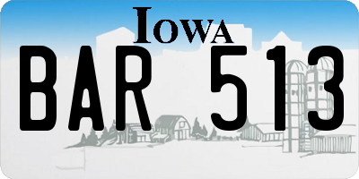 IA license plate BAR513