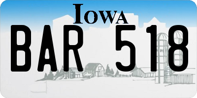 IA license plate BAR518