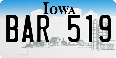 IA license plate BAR519