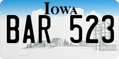 IA license plate BAR523