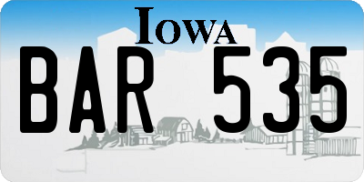 IA license plate BAR535