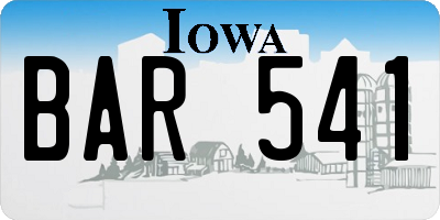 IA license plate BAR541