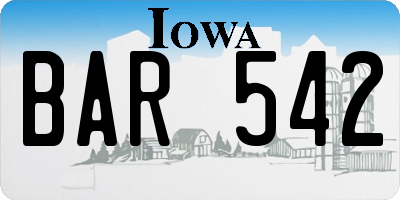 IA license plate BAR542