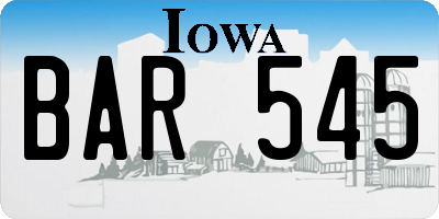 IA license plate BAR545