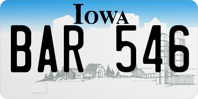IA license plate BAR546