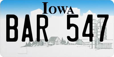 IA license plate BAR547