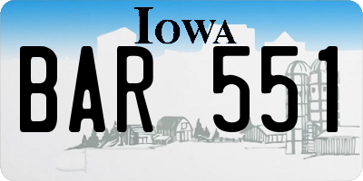 IA license plate BAR551