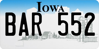 IA license plate BAR552