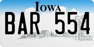 IA license plate BAR554