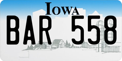 IA license plate BAR558