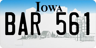 IA license plate BAR561
