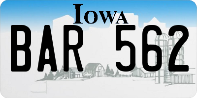 IA license plate BAR562