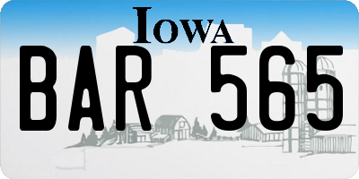 IA license plate BAR565