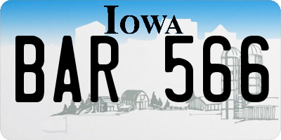IA license plate BAR566