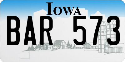 IA license plate BAR573
