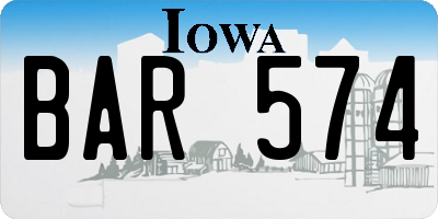 IA license plate BAR574