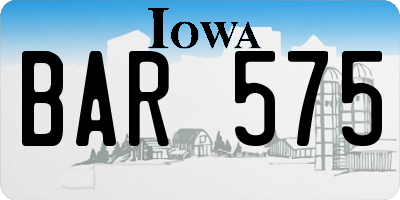 IA license plate BAR575