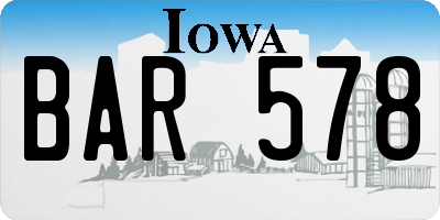 IA license plate BAR578