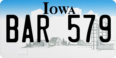 IA license plate BAR579