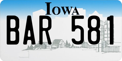 IA license plate BAR581