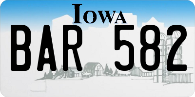 IA license plate BAR582