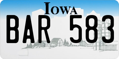 IA license plate BAR583
