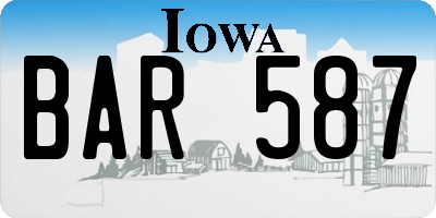 IA license plate BAR587