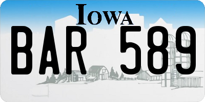 IA license plate BAR589