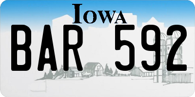 IA license plate BAR592
