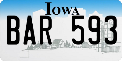 IA license plate BAR593