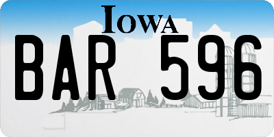 IA license plate BAR596