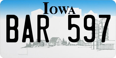 IA license plate BAR597