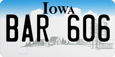 IA license plate BAR606