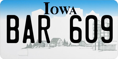 IA license plate BAR609