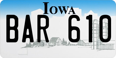 IA license plate BAR610