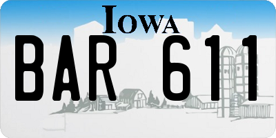 IA license plate BAR611