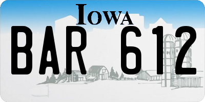 IA license plate BAR612