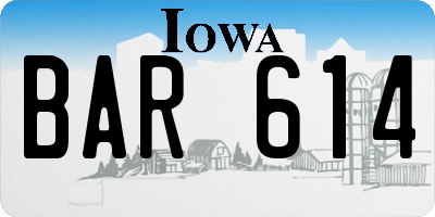 IA license plate BAR614