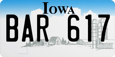 IA license plate BAR617