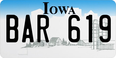 IA license plate BAR619