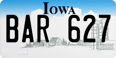 IA license plate BAR627