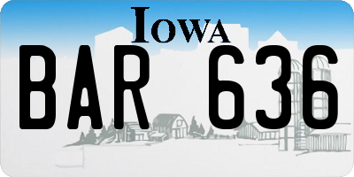 IA license plate BAR636