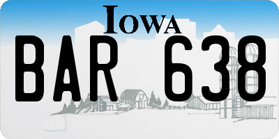 IA license plate BAR638