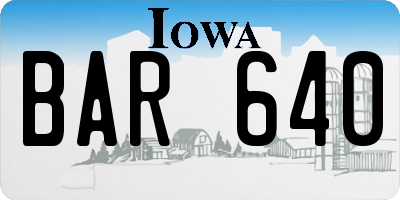 IA license plate BAR640