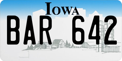 IA license plate BAR642