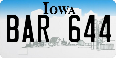 IA license plate BAR644