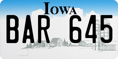 IA license plate BAR645